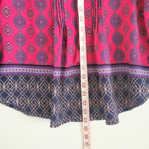 2/$35 SALE RUBY Rd Boho Peasant  Deep Pink flowy sleeve blouse. Size PS LIKE NEW - Picture 6 of 10